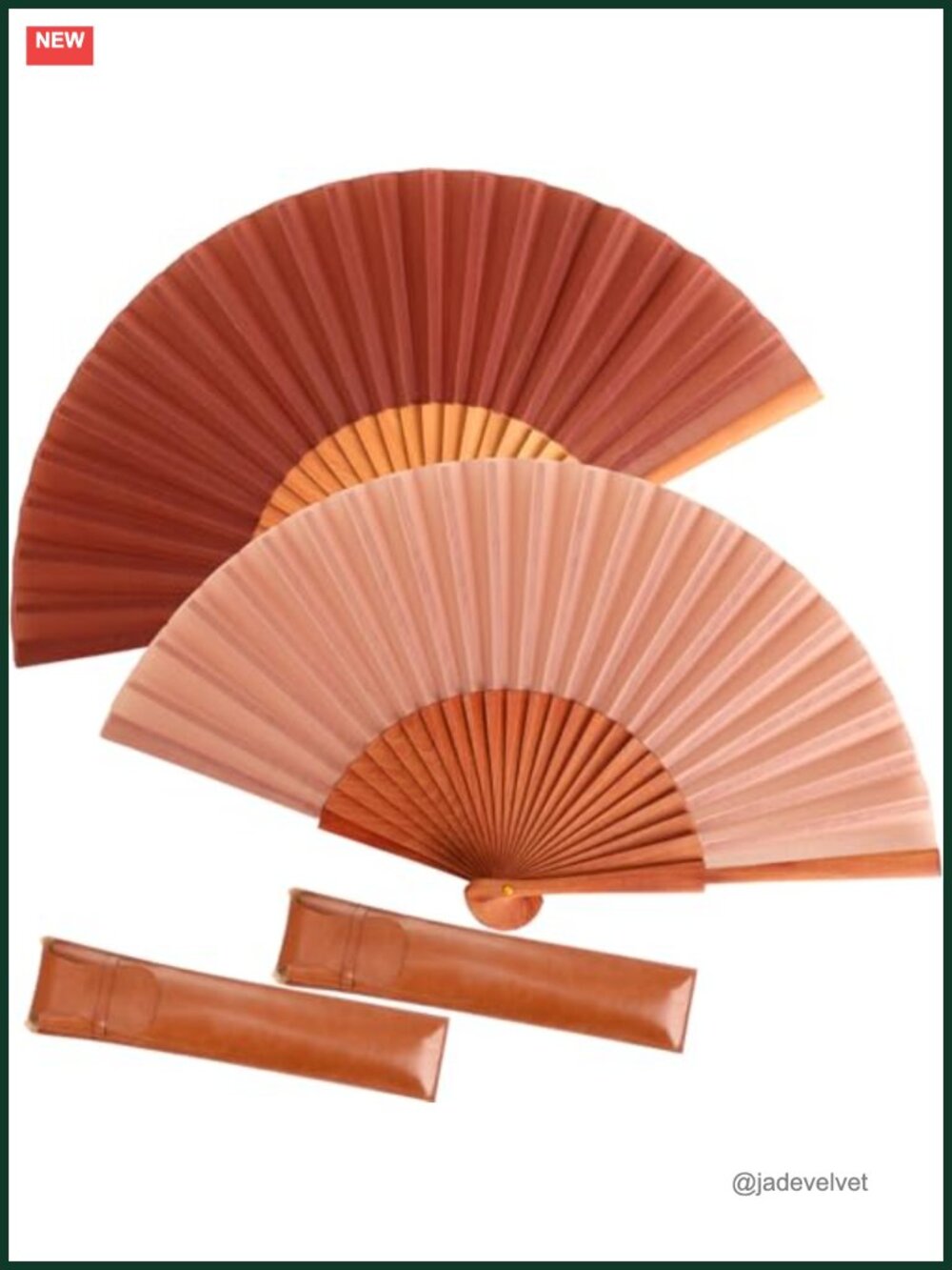 2 Pack Silk Folding Handheld Fans Pear Wood with Covers for Costume